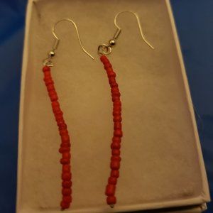 Handmade red looped earring